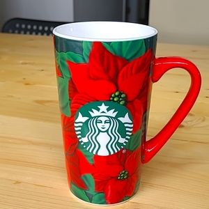 2020 Starbucks Coffee Mug Christmas Holiday Poinsettia Red Green Tall cup 16 oz
